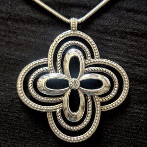 Brighton Silver Medallion Pendant Necklace – 36”